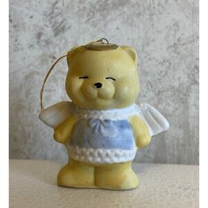 Vintage Angel Bear Christmas Ornament Ceramic